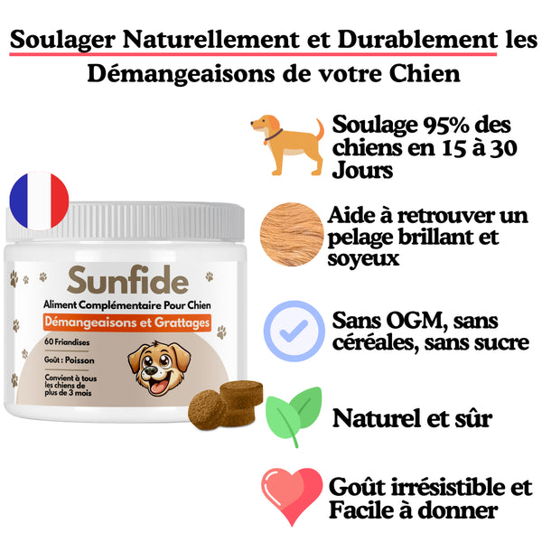 Complément Anti-Démangeaisons pour Chien (60 Friandises au Poisson)