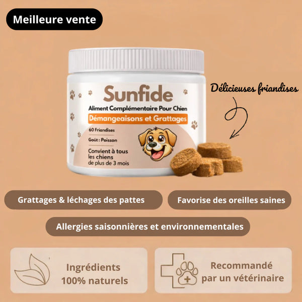 Complément Anti-Démangeaisons pour Chien (60 Délicieuses Friandises Naturelles au Poisson)